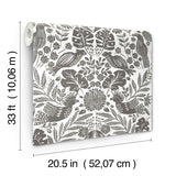 4122-27004 Nestle Charcoal Bird Block Print Wallpap
