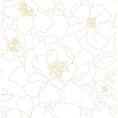 4122-27007 Gardena White Embroidered Floral Wallpap