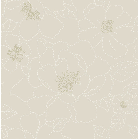 4122-27010 Gardena Light Grey Embroidered Floral Wallpaper