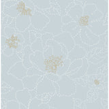 4122-27011 Gardena Sky Blue Embroidered Floral Wall