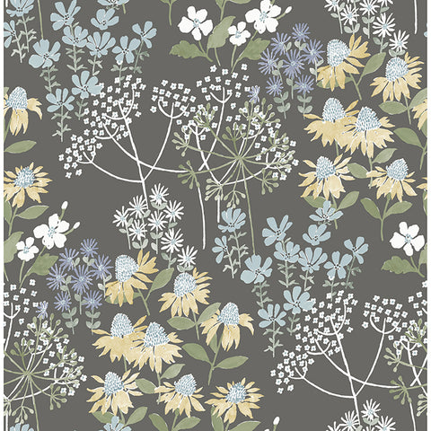 4122-27018 Cultivate Grey Springtime Blooms Wallpaper