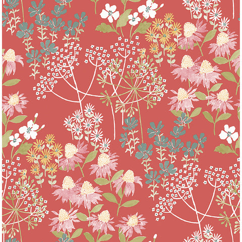 4122-27019 Cultivate Red Springtime Blooms Wallpaper