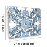 4122-72401 Villa Blue Embellished Ogee Wallpaper
