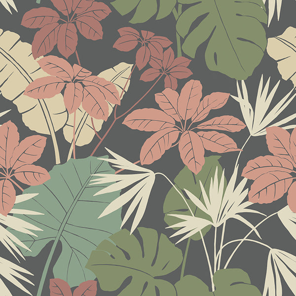 4122-72410 Medellin Black Rainforest Floor Wallpaper