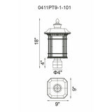 0411PT9-1-101 Blackburn 1 Light Outdoor Black Lantern Head