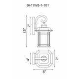 0411W8-1-101 Blackburn 1 Light Outdoor Black Wall Lantern