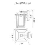 0414W10-1-101 Winfield 1 Light Black Outdoor Wall Light