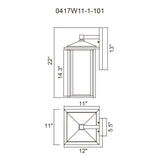 0417W11-1-101 Crawford 1 Light Black Outdoor Wall Light