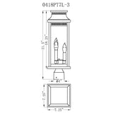 0418PT7L-3 Milford 3 Light Outdoor Black Lantern Head