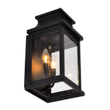 0418W7S-2 Milford 2 Light Outdoor Black Wall Lantern