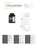 0418W7S-2 Milford 2 Light Outdoor Black Wall Lantern