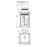 0418W7S-3 Milford 3 Light Outdoor Black Wall Lantern