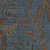 10014 68W9581 Floral Textured Metallic Blue Wallpaper