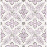 1014-001827 Off Beat Ethnic Violet Geometric Floral Wallpaper