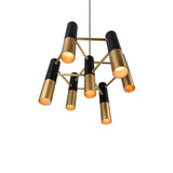 1015P17-7-129 Anem 7 Light Down Chandelier With Matte Black & Satin Gold Finish