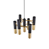 1015P17-7-129 Anem 7 Light Down Chandelier With Matte Black & Satin Gold Finish