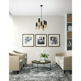 1015P17-7-129 Anem 7 Light Down Chandelier With Matte Black & Satin Gold Finish