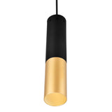 1015P2-1-129 Anem 1 Light Down Mini Pendant With Matte Black & Satin Gold Finish