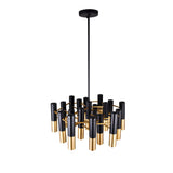 1015P26-19-129 Anem 19 Light Down Chandelier With Matte Black & Satin Gold Finish