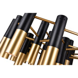 1015P26-19-129 Anem 19 Light Down Chandelier With Matte Black & Satin Gold Finish