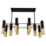 1015P32-10-129 Anem 10 Light Down Chandelier With Matte Black & Satin Gold Finish