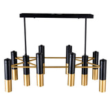 1015P32-10-129 Anem 10 Light Down Chandelier With Matte Black & Satin Gold Finish