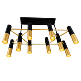 1015P32-10-129 Anem 10 Light Down Chandelier With Matte Black & Satin Gold Finish