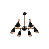 1016P43-6-129 Rolin 12 Light Down Chandelier With Matte Black & Satin Gold Finish