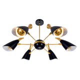 1016P43-6-129 Rolin 12 Light Down Chandelier With Matte Black & Satin Gold Finish