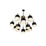 1017P32-12-129-A Corna 12 Light Down Chandelier With Matte Black & Satin Gold Finish