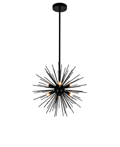 1034P16-6-101 Savannah 6 Light Chandelier With Black Finish