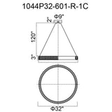 1044P32-601-R-1C Madeline LED Chandelier With Chrome Finish