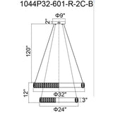 1044P32-601-R-2C-B Madeline LED Chandelier With Chrome Finish