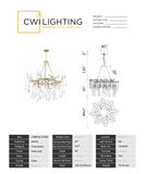 1094P43-12-620 Anita 12 Light Chandelier With Gold Leaf Finish