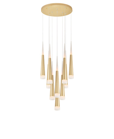 1103P16-10-602 Andes LED Multi Light Pendant With Satin Gold Finish