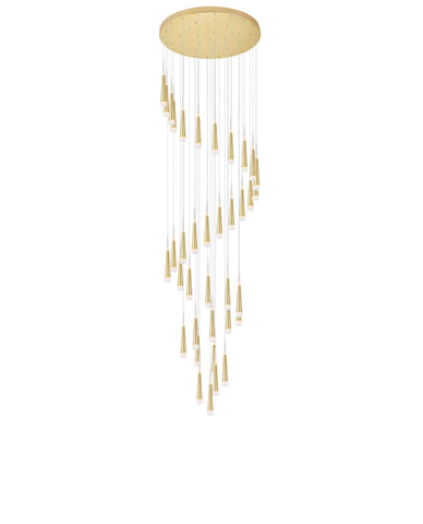 1103P40-36-602 Andes LED Multi Light Pendant With Satin Gold Finish