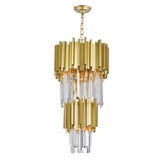 1112P12-4-169 Deco 4 Light Down Mini Chandelier With Medallion Gold Finish