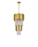 1112P12-4-169 Deco 4 Light Down Mini Chandelier With Medallion Gold Finish