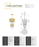 1112P12-4-169 Deco 4 Light Down Mini Chandelier With Medallion Gold Finish