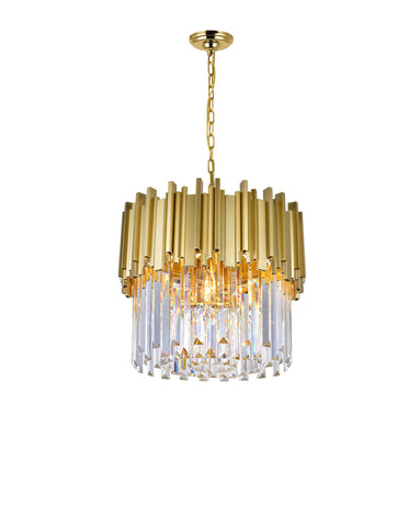 1112P16-4-169 Deco 4 Light Down Chandelier With Medallion Gold Finish