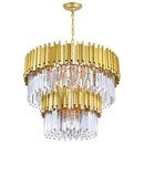 1112P32-12-169 Deco 12 Light Down Chandelier With Medallion Gold Finish