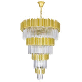 1112P40-34-169 Deco 34 Light Down Chandelier With Medallion Gold Finish