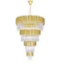 1112P40-34-169 Deco 34 Light Down Chandelier With Medallion Gold Finish