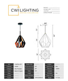 1114P16-1-271 Oxide 1 Light Down Pendant With Black+Copper Finish