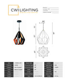 1114P20-1-271 Oxide 1 Light Down Pendant With Black+Copper Finish