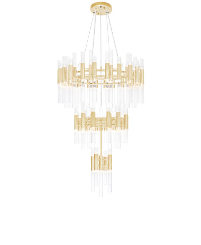 1120P32-123-602 Orgue 123 Light Chandelier With Satin Gold Finish