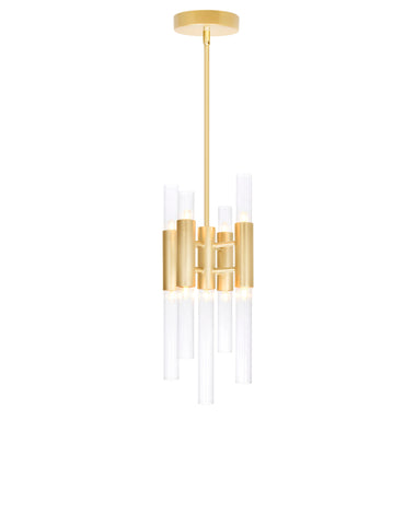 1120P8-9-602 Orgue 9 Light Mini Pendant With Satin Gold Finish