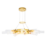 1121P28-14-602 Collar 14 Light Chandelier With Satin Gold Finish