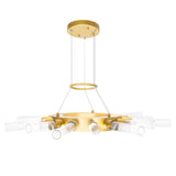 1121P28-14-602 Collar 14 Light Chandelier With Satin Gold Finish