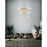 1121P48-63-602 Collar 63 Light Chandelier With Satin Gold Finish